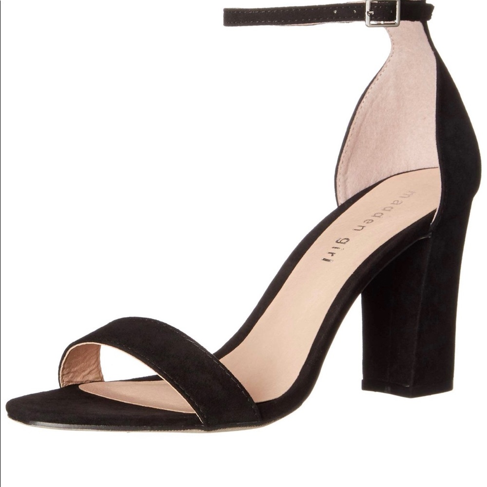Madden girl black block heel with ankle strap